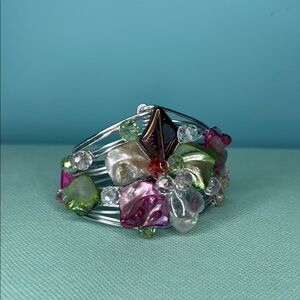 Hand-Made in Italy Elegant Multicolor Wire Bracelet Cuff